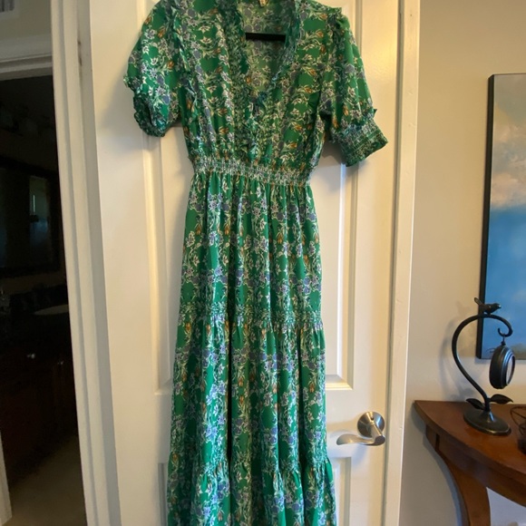 Max Studio Women's Elbow Length Sleeve Print Tiered Maxi Dress - Picture 7 of 10